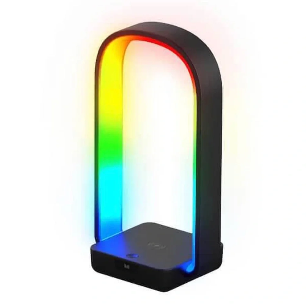 3-In-1 Sound Reactive Multi-Color Arc LED Lamp/Headphone/2 Charging Options - Picture 1 of 5